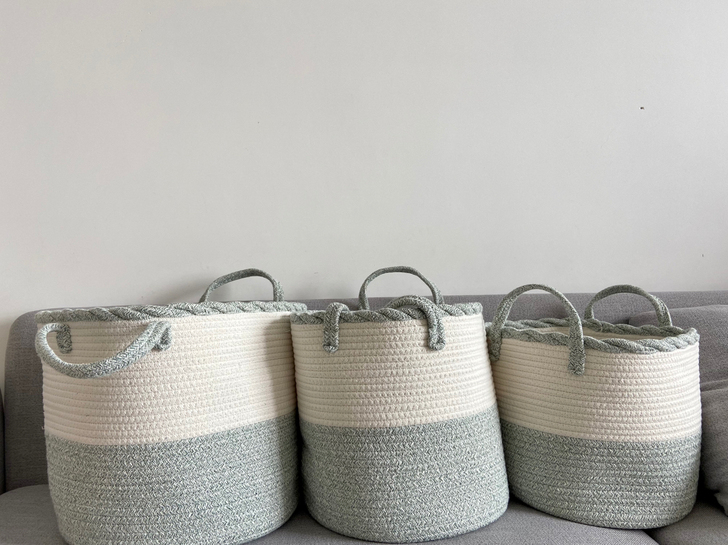 北欧风棉线收纳框 脏衣篮 玩具收纳筐 零食...