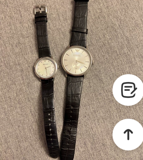 阿玛尼情侣手表，男款明显使用痕迹，女款9成...