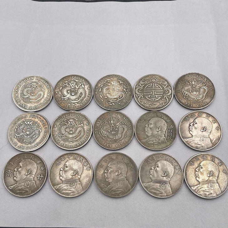 袁大头加龙洋15枚,可吹响,民国袁大头龙洋...