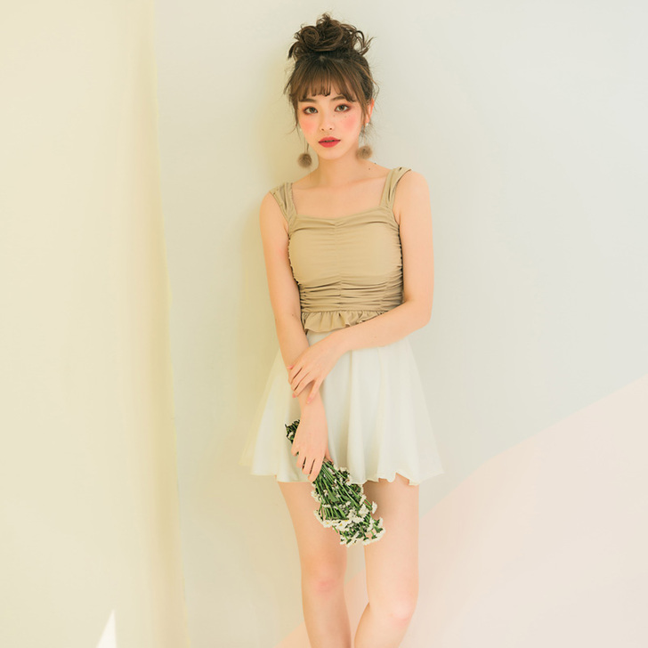 泳衣女学生小胸保守遮肚显瘦分体裙式平角两件...