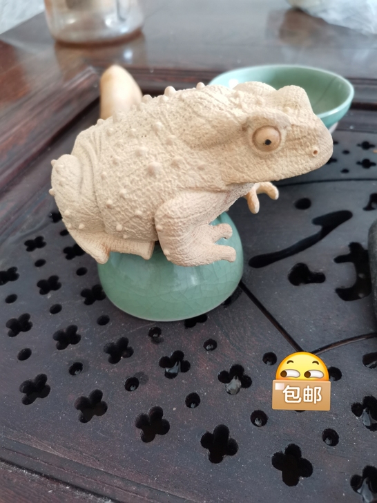 青蛙  黄杨木  手把件茶宠挂件摆件木雕手...
