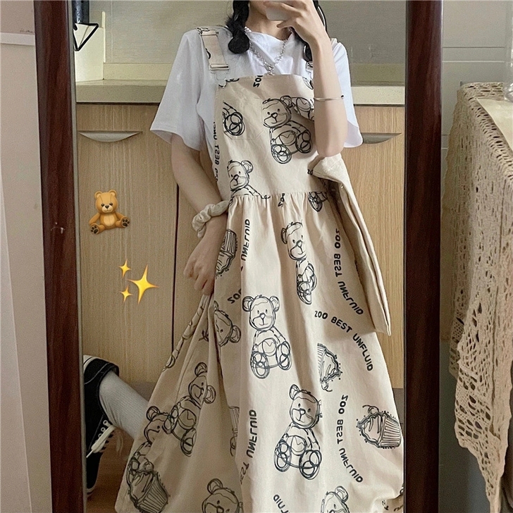断码清仓日背带长裙少女夏装2021新款初中...