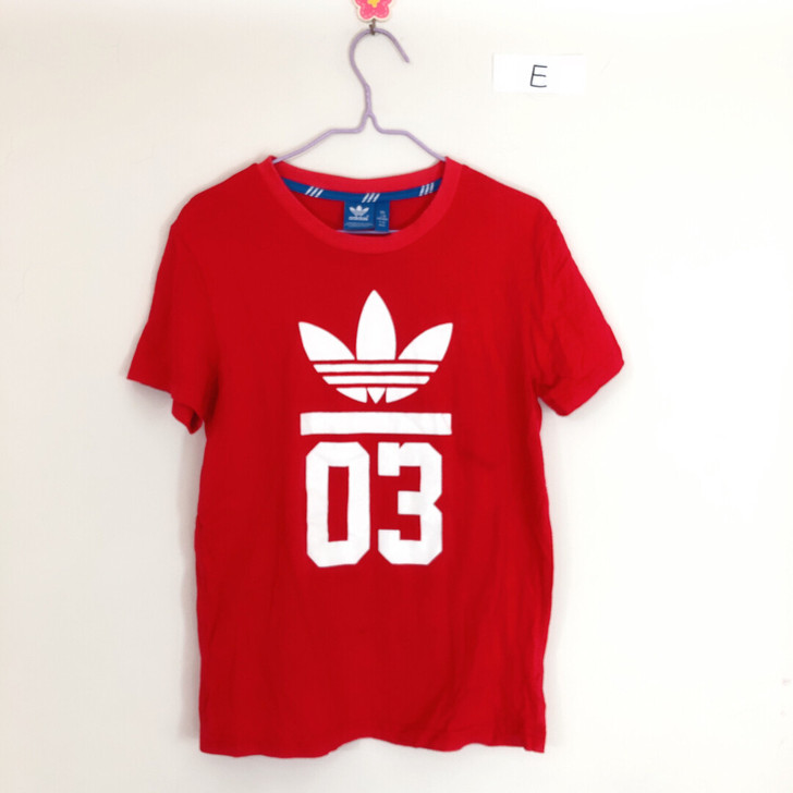 adidas阿迪达斯三叶草数字深蓝色圆领半...