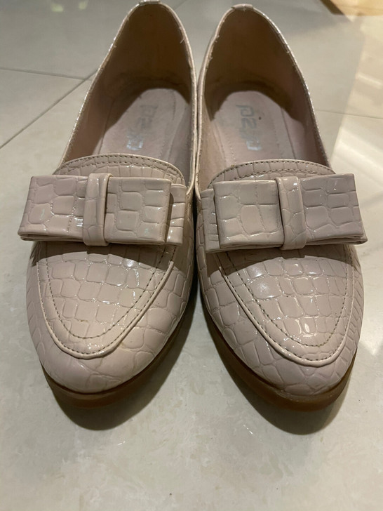 坡跟蝴蝶结单鞋皮鞋女