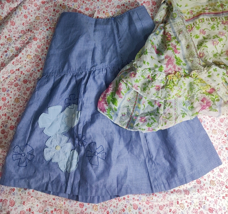 vintage拼花贴布半身裙