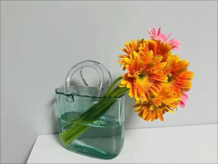 【低价包邮】手提包花瓶创意透明玻璃花瓶摆件...