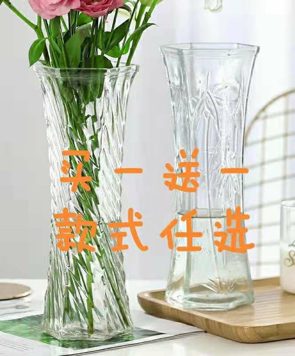 10.9元2个大号透明玻璃花瓶加厚创意简约...