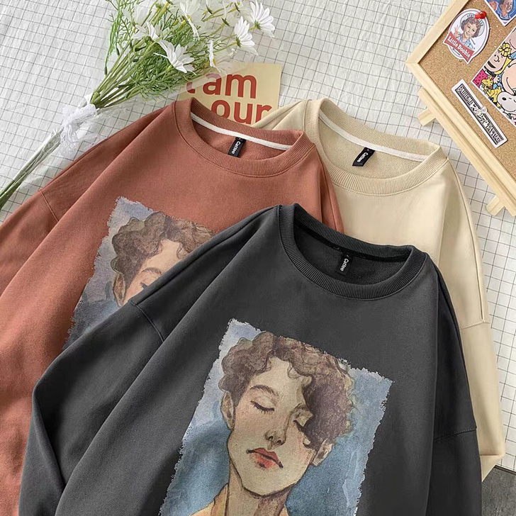 春秋炸街卫衣男痞帅潮流百搭宽松圆领衣服in...