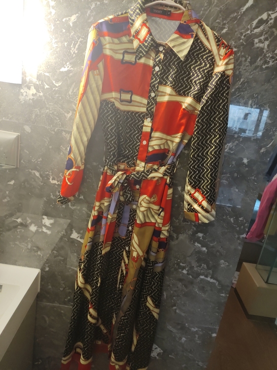 奢华风长袖连衣裙长裙 160以上ok，穿高...