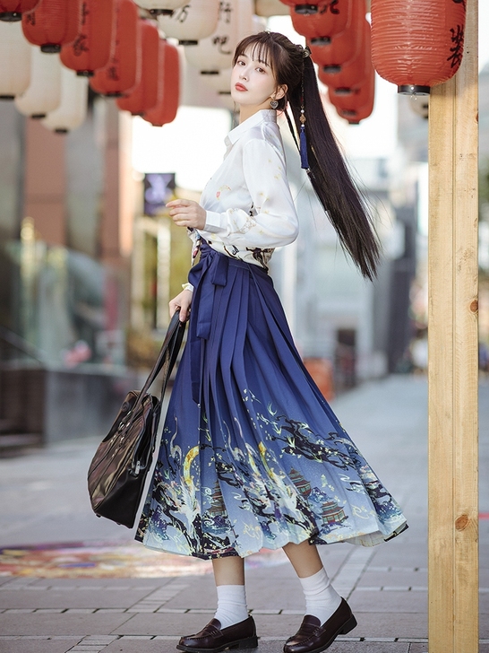 花神记月绮罗改良汉服女马面裙汉元素国风衬衣...