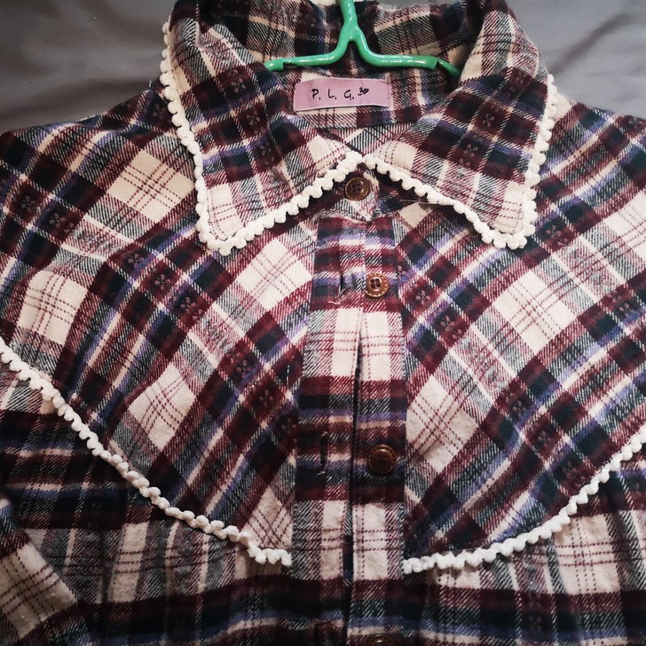 vintage  格子衬衫裙  二手市场购...