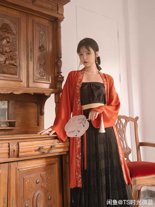 川黛 远山乔 九曲红梅下裙加衬裙S码黑色