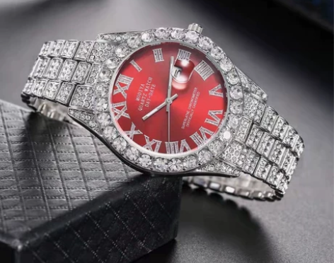 手表—男款—满天星高颜值满钻—带日历韩版钢...