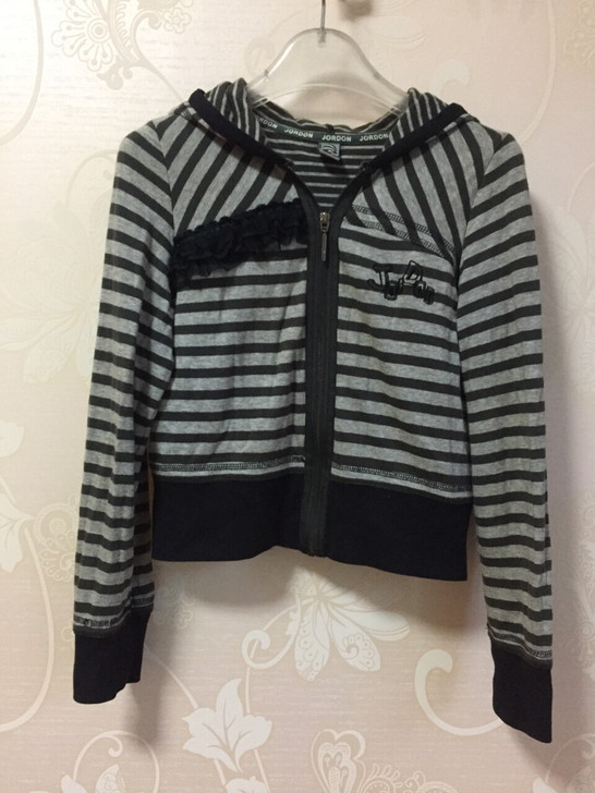 jordon品牌专柜正品连帽条纹外套拉链开...