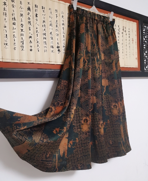 珍珠锻香云纱拼接半裙,裙长83,腰围62-...