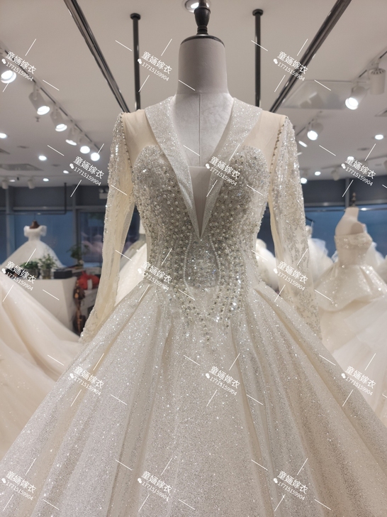 长袖婚纱礼服2021新款气质新娘2020法...