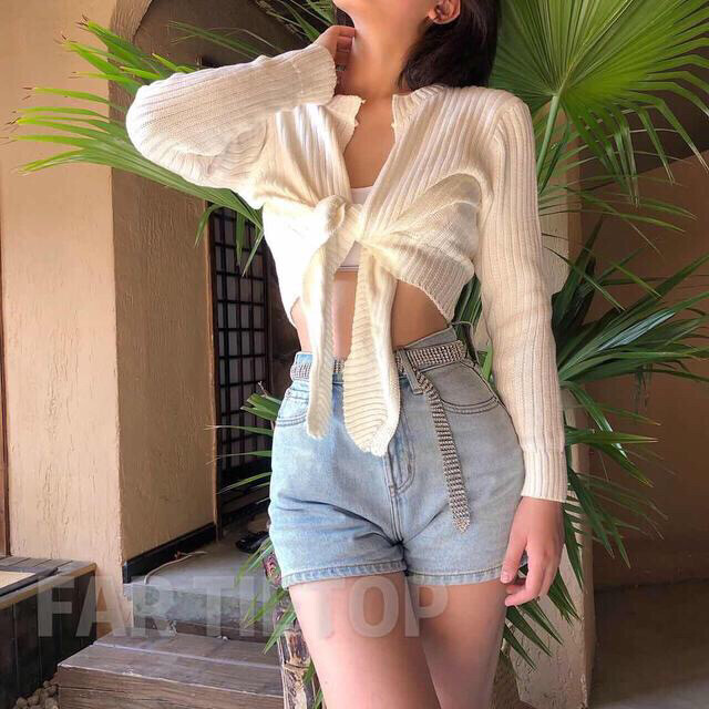 FOT 夏日性感辣妹风 欧美针织上衣薄款打...