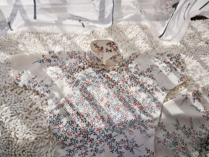 【苡茉】正绢真丝絽小纹手工旗袍