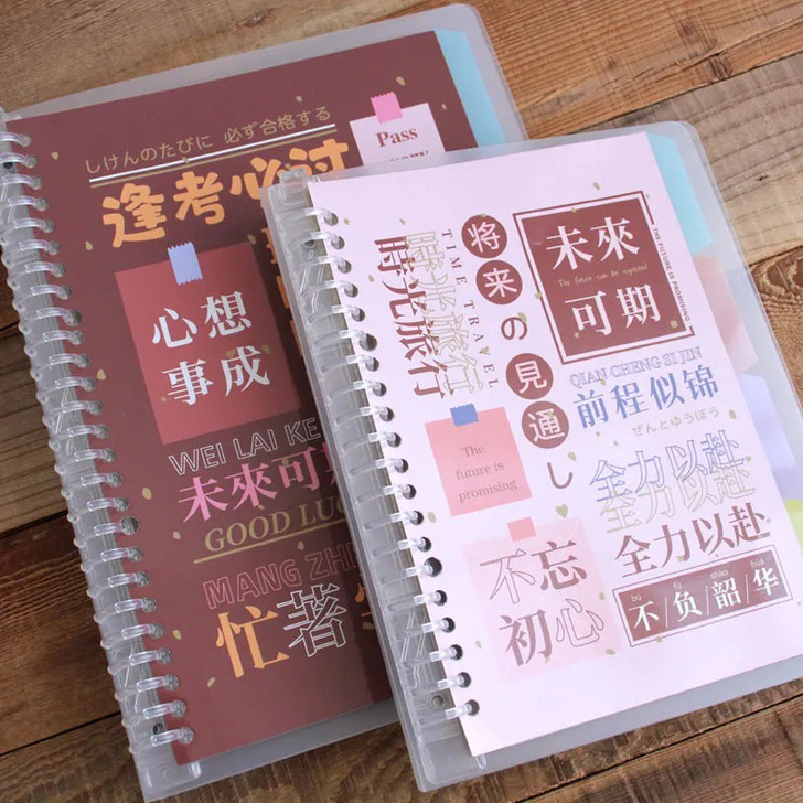 A5B5磨砂封面活页本抽拉可爱笔记本学生记...