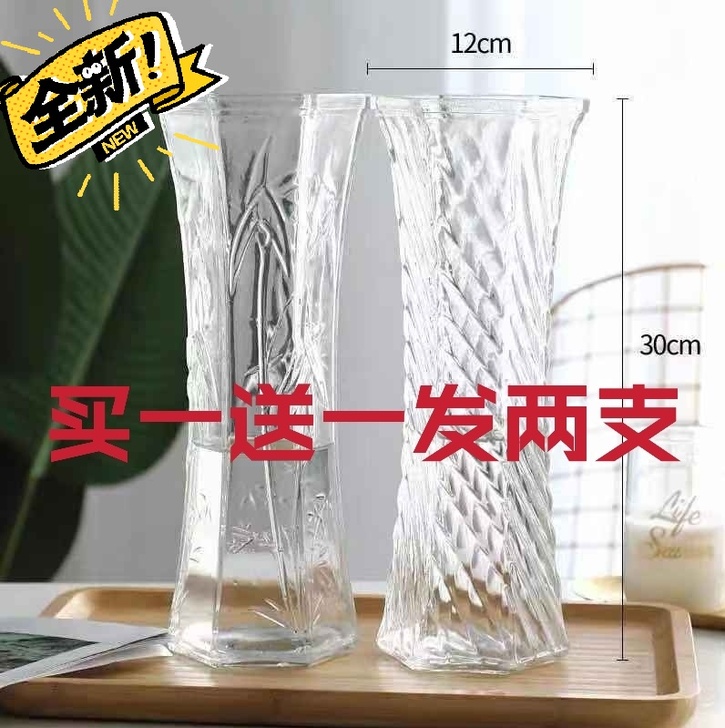 【大花瓶买一送一】客厅摆件鲜花富贵竹玻璃花瓶