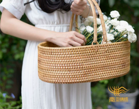 越南藤编水果篮子菜篮购物篮面包篮糖果收纳篮...
