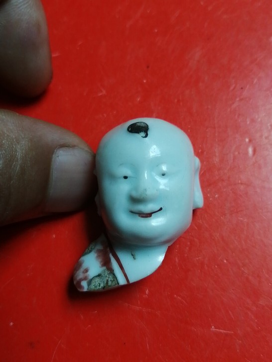 清代或民国瓷人物娃娃头，福娃，脸蛋漂亮，肩...
