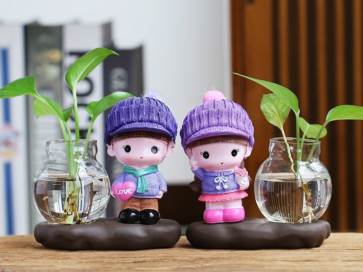 玻璃小花瓶客厅插花摆件