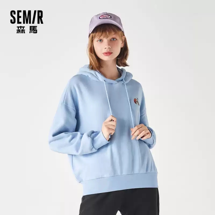 【插画情侣联名】森马连帽卫衣女冬新款宽松落...