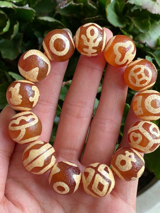 精品 藏式 高油 西亚红玉髓达洛珠手串 老...