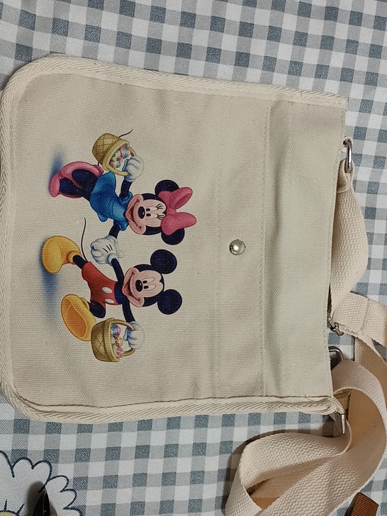 米老鼠帆布包，带拉链两层，可斜挎可单肩，便...