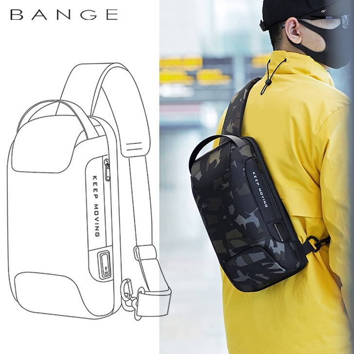 全新未拆封班歌跑车胸包男士包包个性单肩包运...