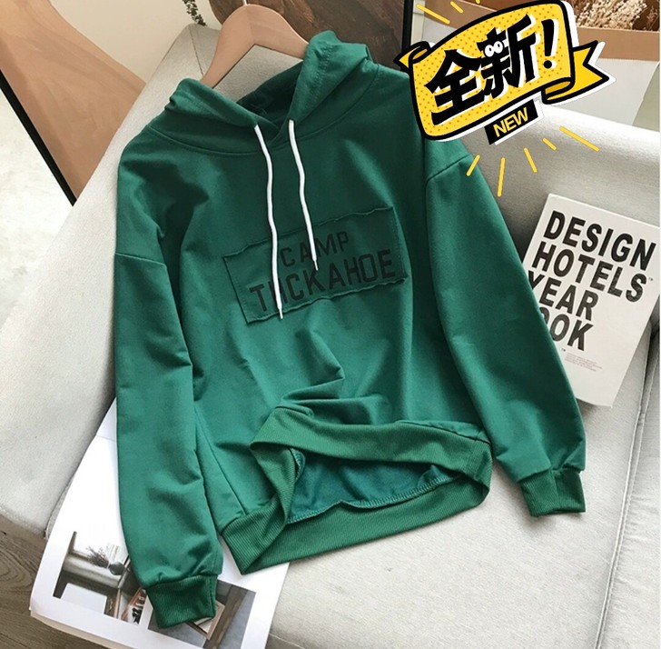 全新 连帽秋季薄款新款宽松抽绳卫衣 图案：...