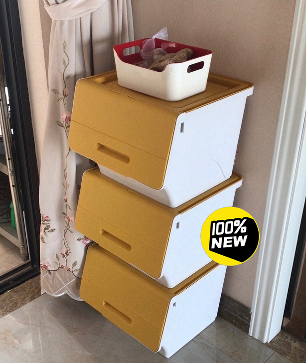 低价清茶花同款收纳箱前开式收纳盒翻盖儿童玩...