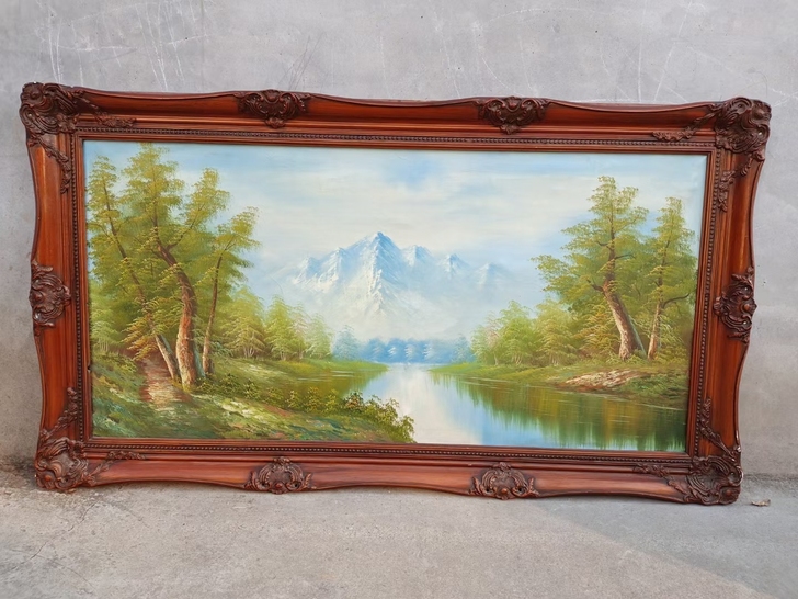 拆迁偶得民国时期名人手绘老油画一幅,全品保...