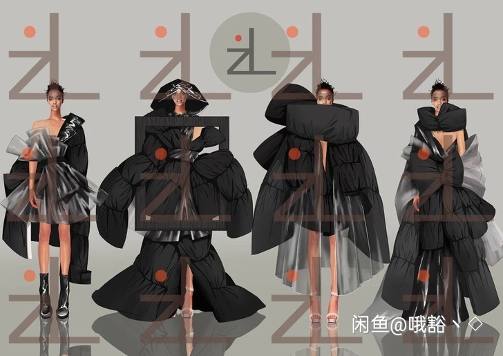 代画服装效果图，款式图