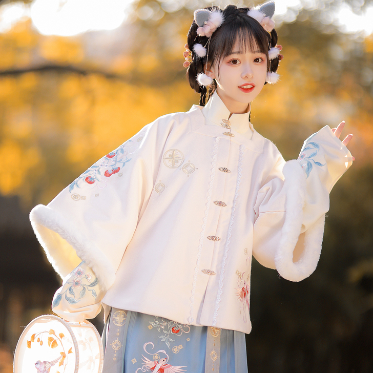素羽华裳汉服柿柿连年明制方领半袖披袄汉元素...