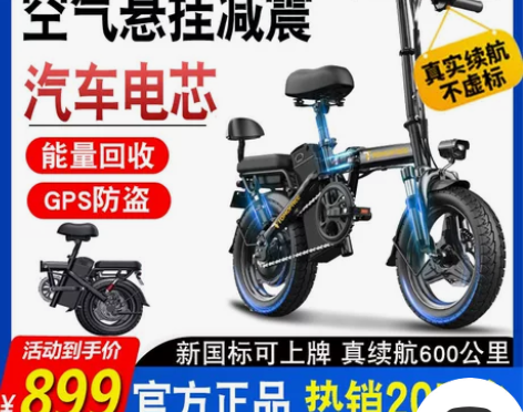 德国折叠电动自行车电瓶车锂电代驾超轻便携小...