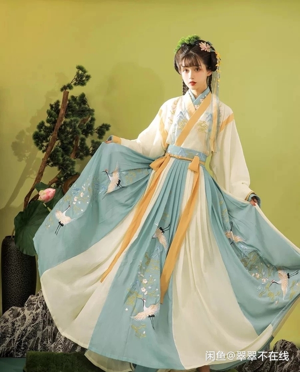 玉术原创汉服女羽集晋制齐腰魏晋风交领中国风...
