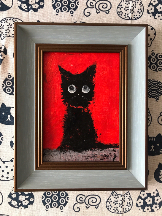 《黑猫》 手绘油画作品