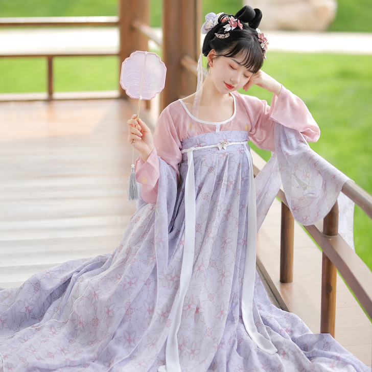 素羽华裳胡桃原创唐制汉服女坦领上衣夏季薄款...