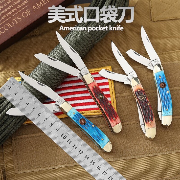 出口代加工库存尾货折叠骨柄小刀，清仓处理，...