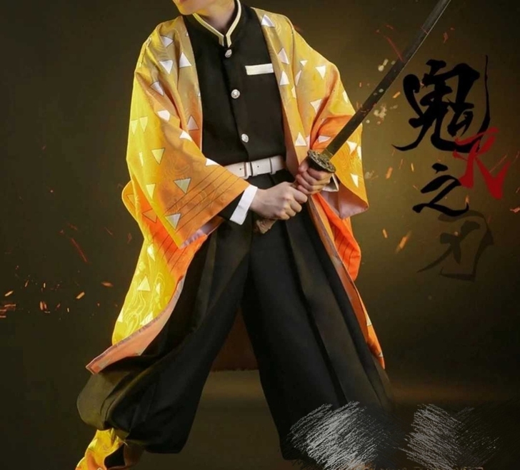 暂挂【鬼灭之刃】我妻善逸cos暗纹款全套