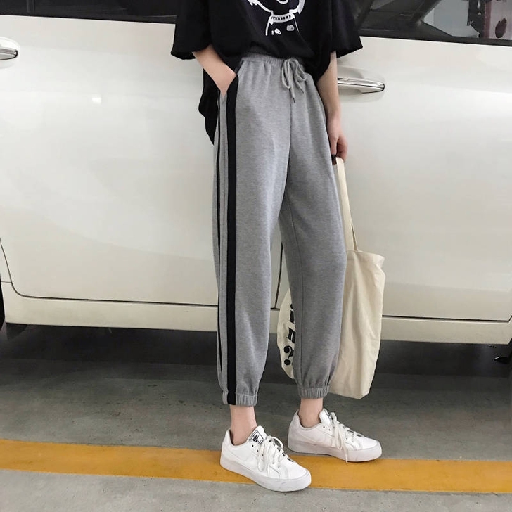 【全新尾单】运动裤女宽松百搭抽绳束脚9分裤...