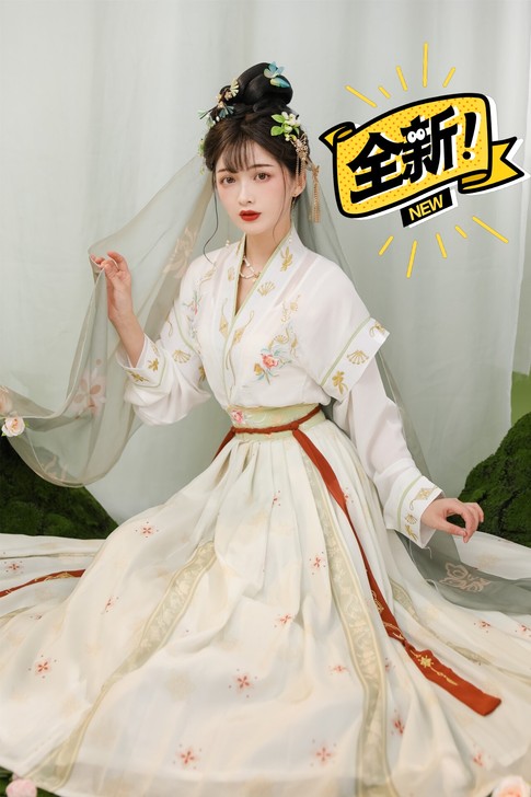 玉术【一览芳华】原创汉服女唐褙子圆领衫褶裙...