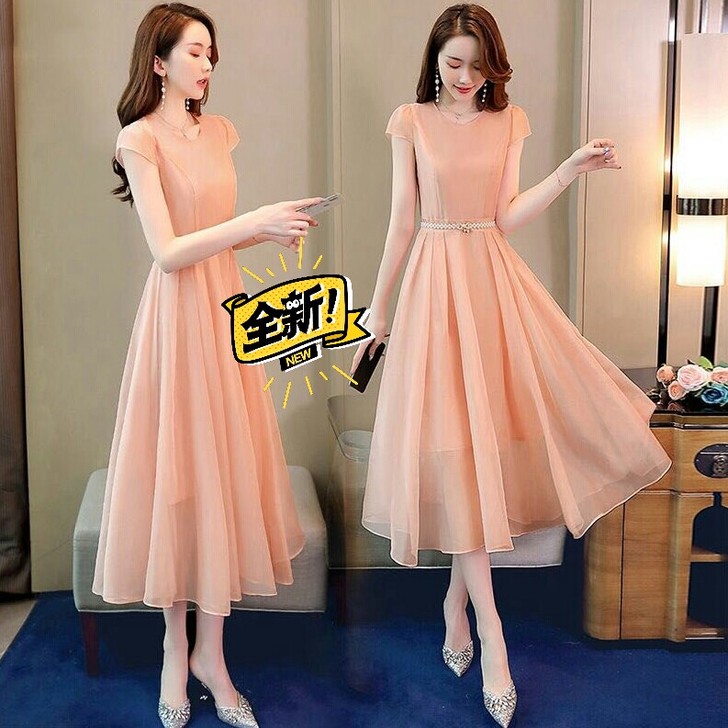 连衣裙女夏季长裙2021年新款收腰遮肚显瘦...