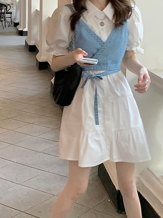 2021年法式新款早秋设计感初恋连衣裙真两...