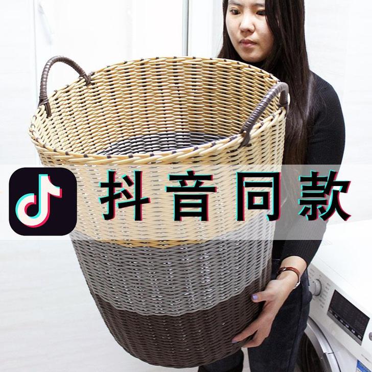 脏衣服收纳筐框篓藤编织脏衣篮子，篮子很新，...