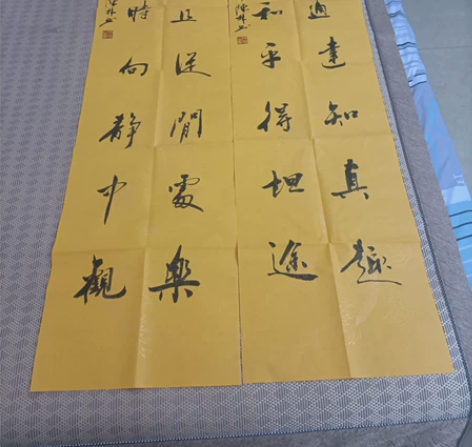 励志对联138✘34二幅未装裱。作者陈林，...