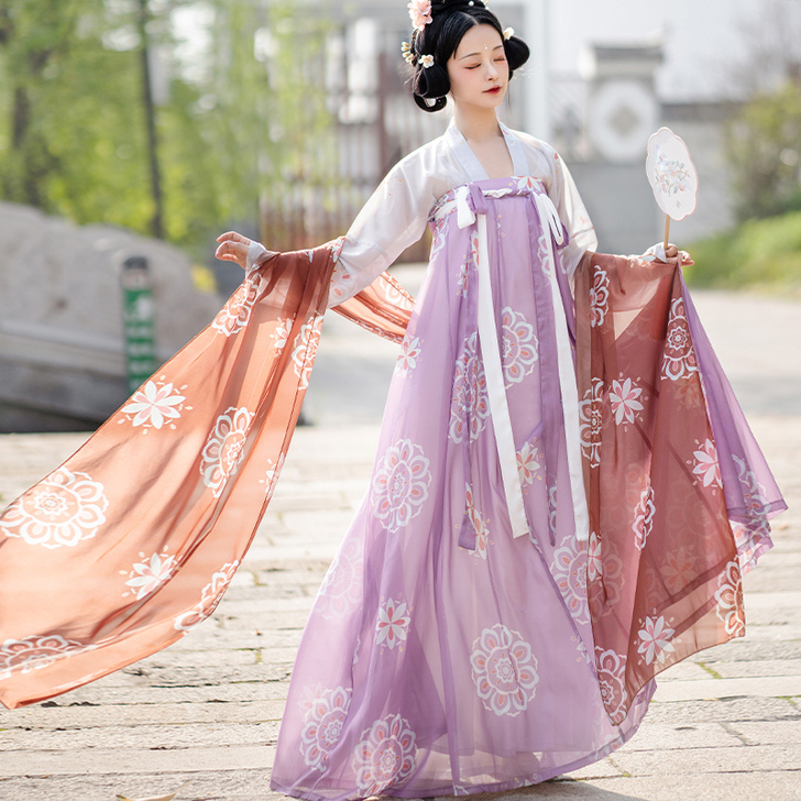 长安行 墨子研原创汉服女唐风复原款印花齐胸...