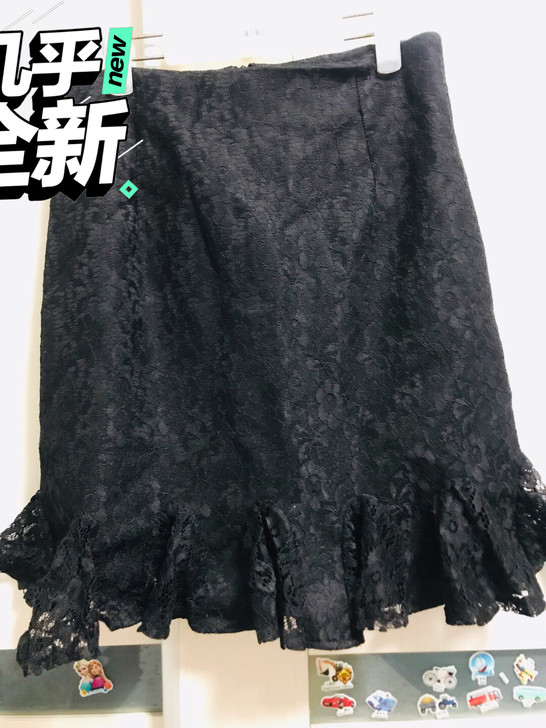 蕾丝木耳边短裙鱼尾裙